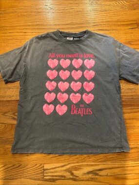 Zara Kids Beatles "All You Need Is Love" Gray Heart Graphic Tee
